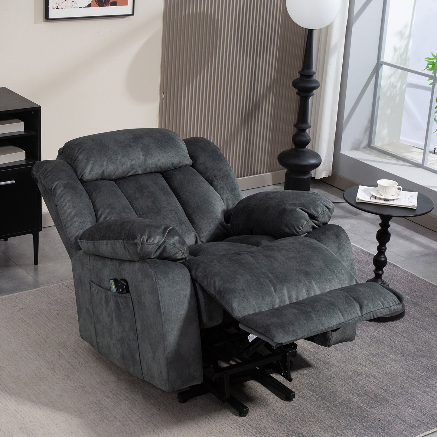Lift Chairs for Elderly, 23in Oversized Lift Recliners 330b Capacity, Power Lift Recliner Chair for Living Room, Heavy-Duty Theater Recliner Sofa, with Massage and Heat Function, Brown