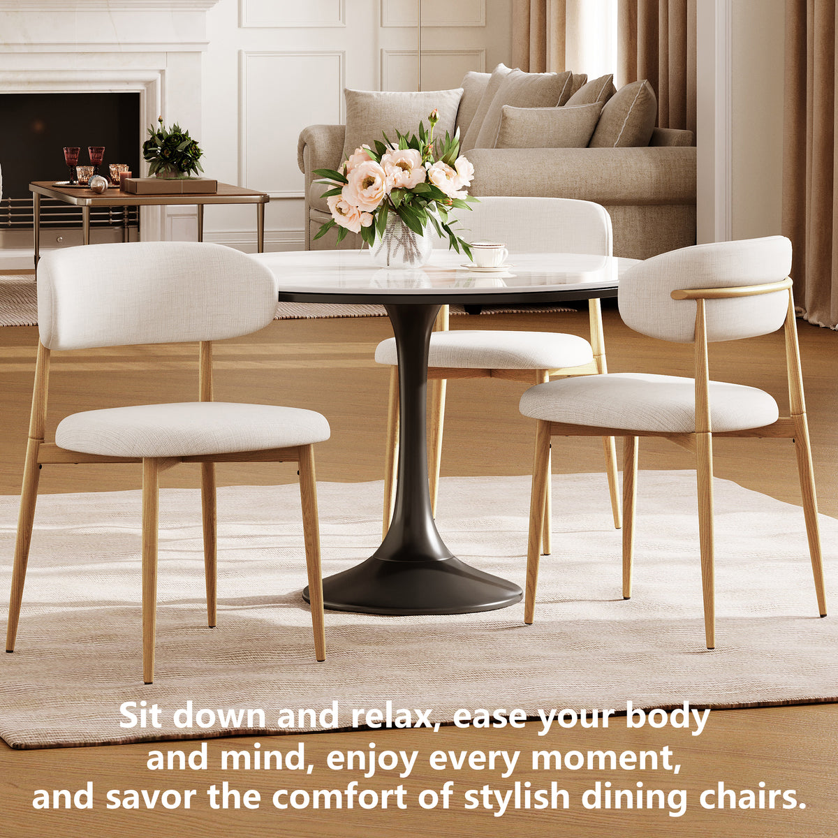 Bar Stools Set of 2, LEGAHOME 26"Counter Height Bar Stool, Modern Farmhouse Upholstered Counter Chairs with Curved Back & Wood-Grain Metal Legs for 34"-39" Kitchen Island, Dining Room