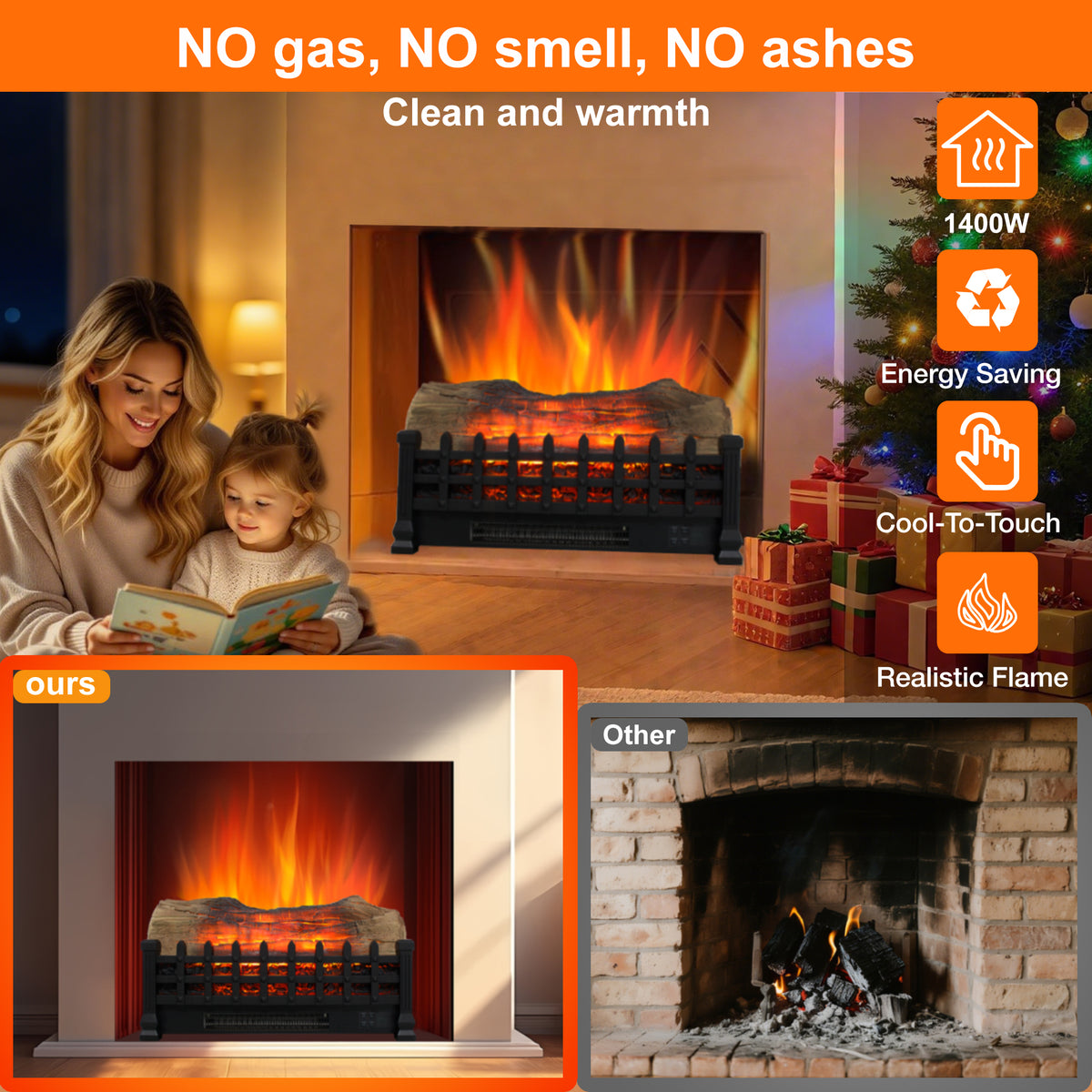 lectric Fireplace Log Set, Legahome 20" Electric Fireplace Logs Inserts Heater with Remote Control, Realistic Fake Fire, Adjustable Flame and Timer, CSA Certified