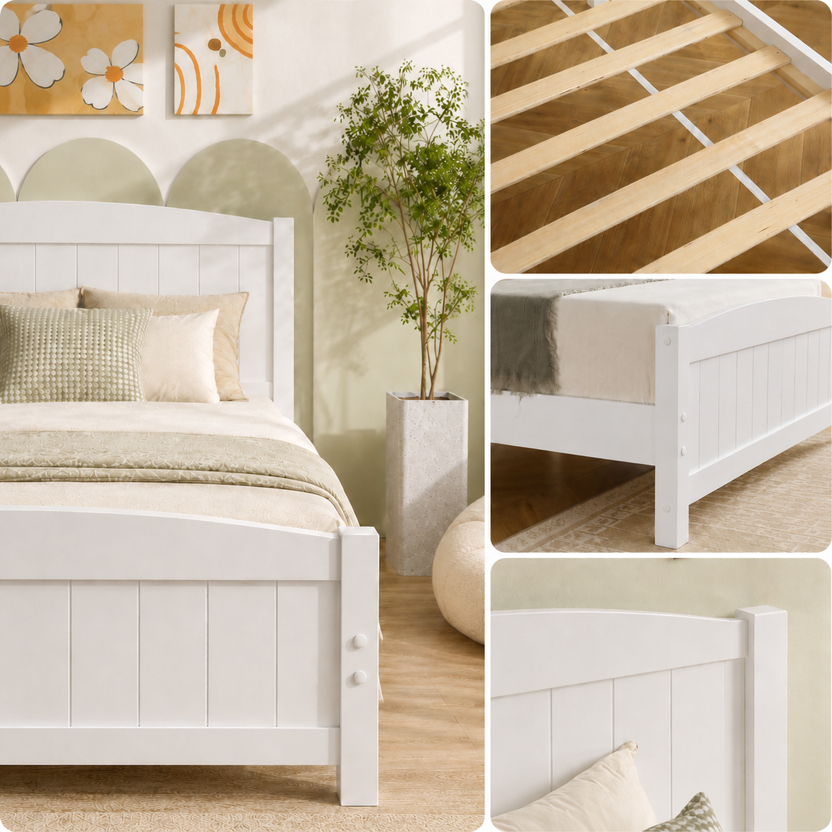 LEGAHOME Wooden Twin Platform Bed Frame