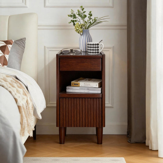 LEGAHOME Night Stand with Solid Rubberwood