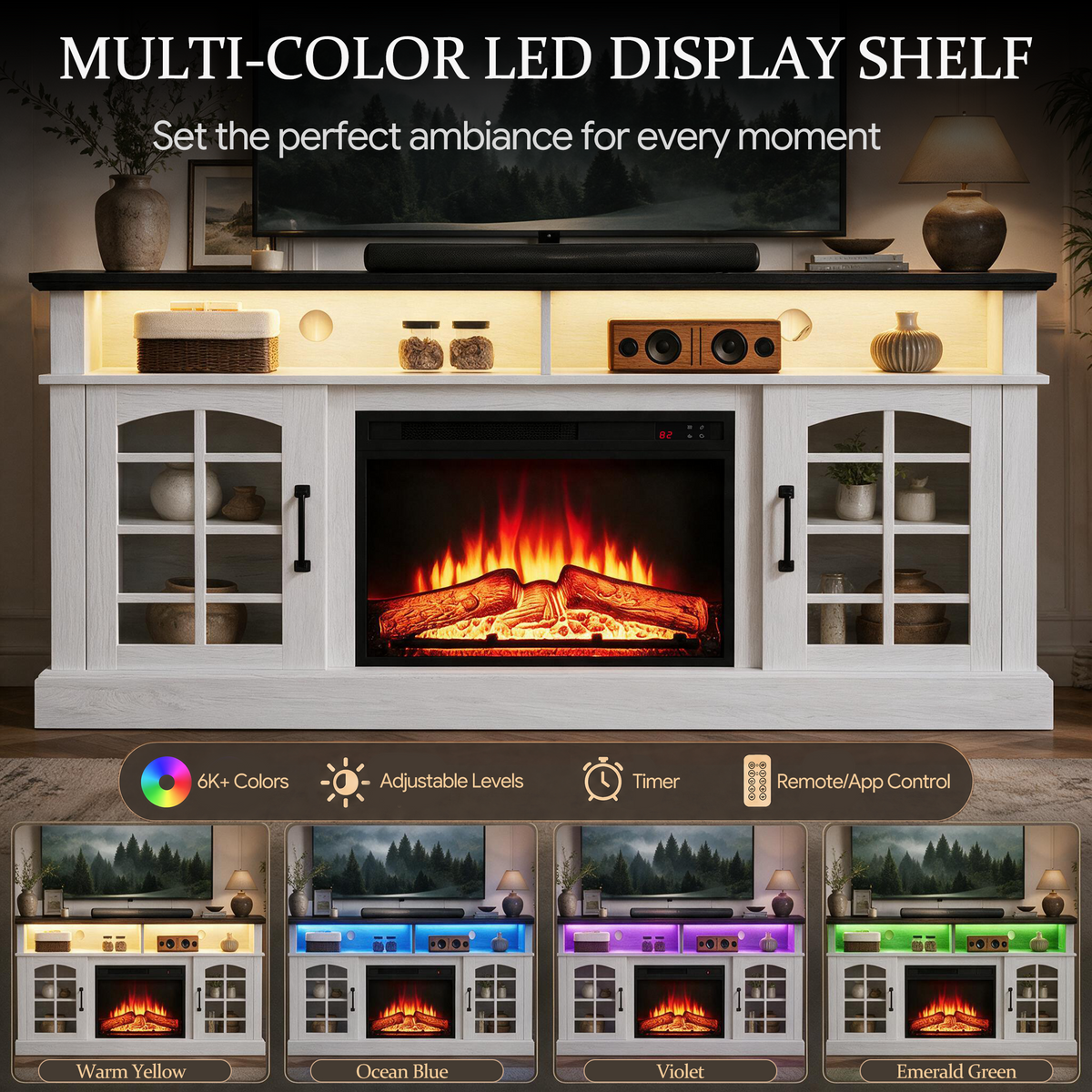LEGAHOME Electric Fireplace TV Stand for 65in TVs