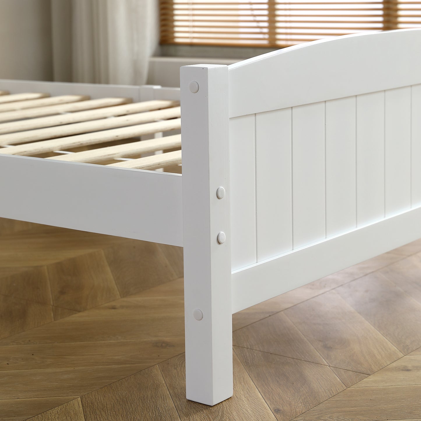 Twin Bed Frame with Headboard, Legahome White Twin Size Platform Bed Frame with Slats, Modern Twin Size Bed Frame for Kids Adults, Wood Platform Twin Bed Frame for Bedroom, No Box Spring Needed