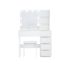 Vanity Set with Sliding Mirror and Lights, Modern Lighted Makeup Vanity Table Set, Vanity Desk with Chair Set for Girls, Dressing Table with Drawers for Bedroom