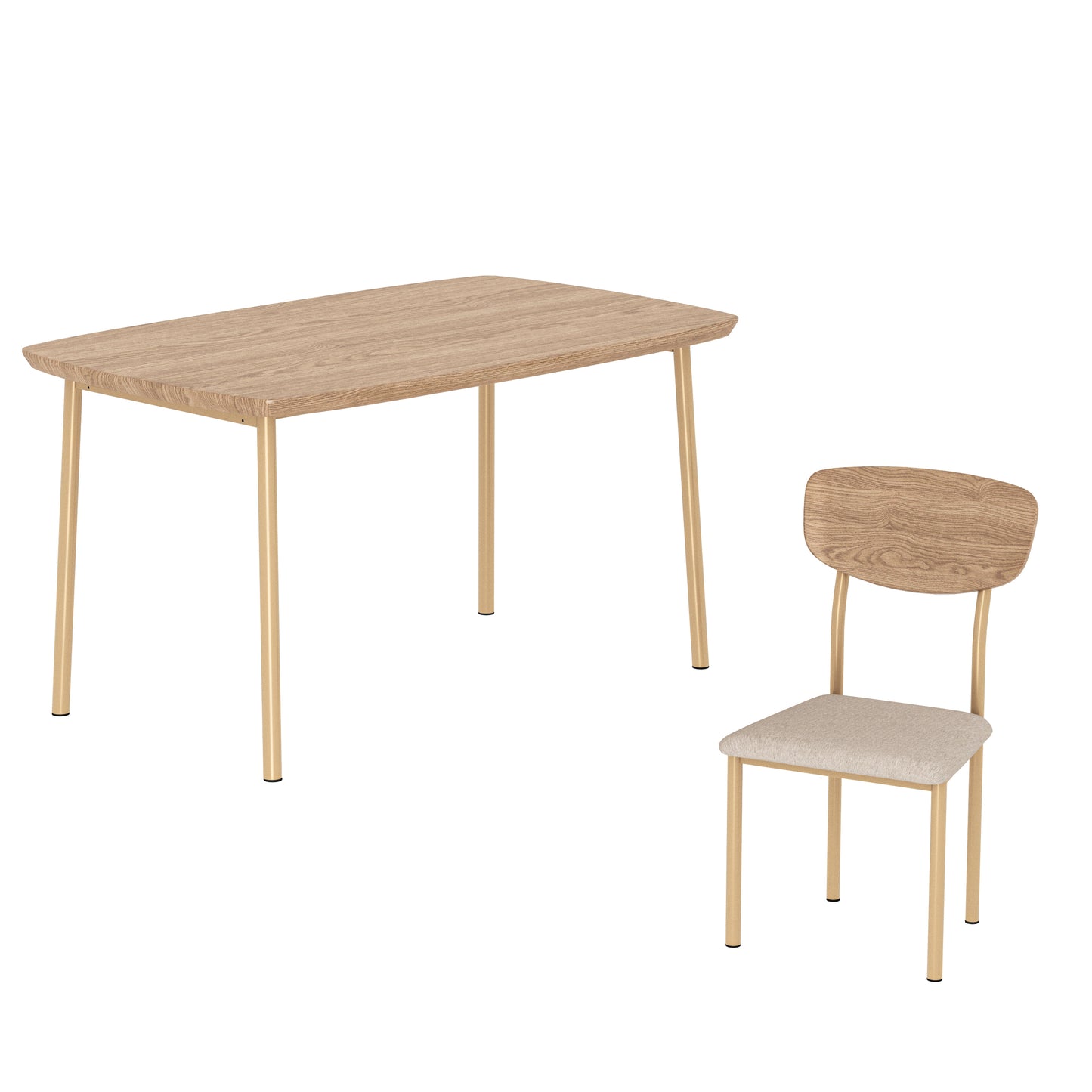 5 Piece Dining Table Set, Modern Dining Set for 4, Dining Room Set with 4 Chairs, Rectangle Kitchen Table Set with Wood Tabletop and PU Leather Chairs, for Dining Room, Kitchen and Apartment, Brown
