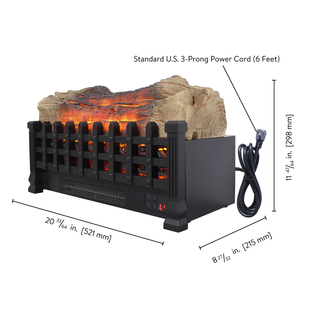 lectric Fireplace Log Set, Legahome 20" Electric Fireplace Logs Inserts Heater with Remote Control, Realistic Fake Fire, Adjustable Flame and Timer, CSA Certified
