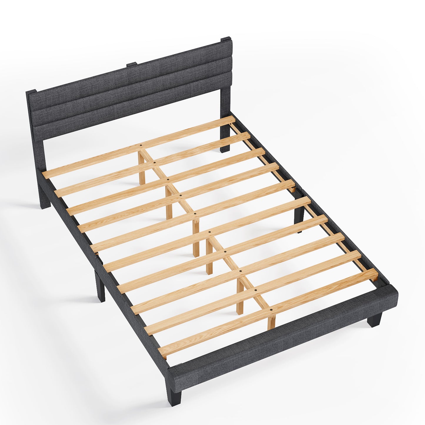 Queen Bed with Adjustable Headboard, LEGAHOME Queen Size Linen Upholstered Platform Bed Frame with 800lbs Support, No Box Spring Needed, Wood Slat Support, Noise Free, Gray