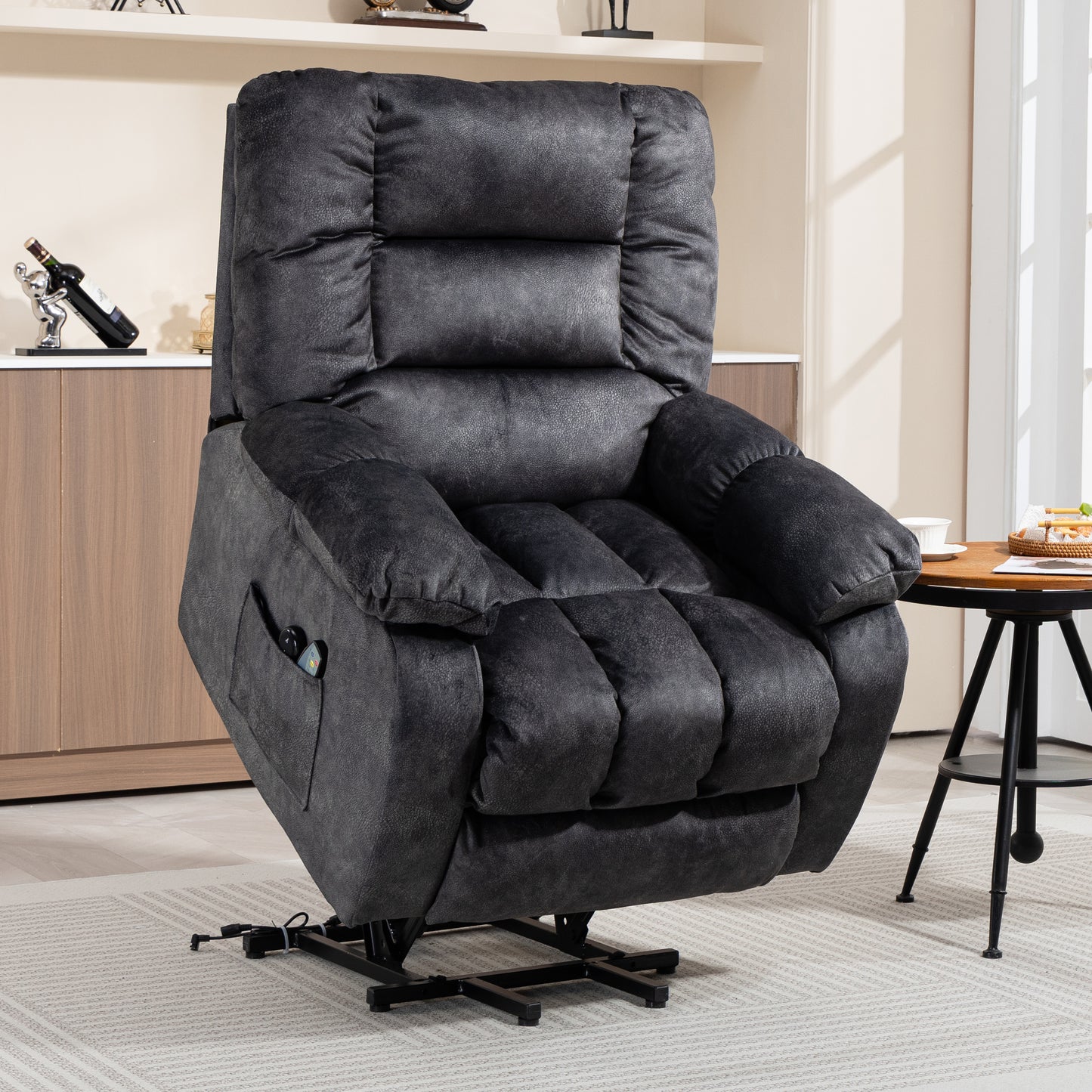 Lift Chairs for Elderly, 23in Oversized Lift Recliners 330b Capacity, Power Lift Recliner Chair for Living Room, Heavy-Duty Theater Recliner Sofa, with Massage and Heat Function, Brown
