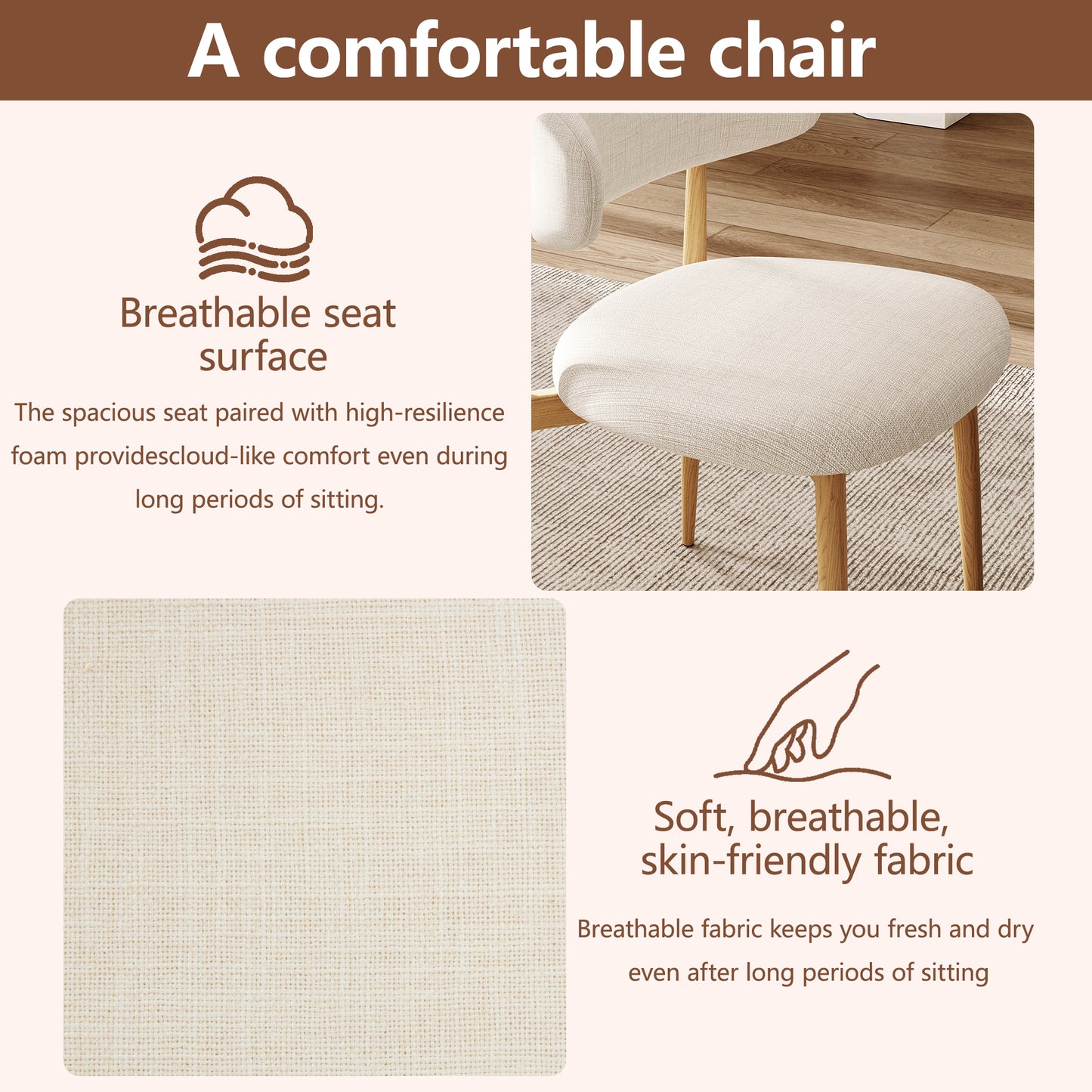 LEGAHOME Beige Dining Chairs Set of 4