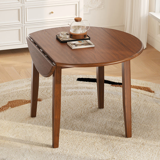 Drop Leaf Dining Table, Legahome 42" Extendable Round Kitchen Table for 4, Solid Wood Folding Dining Table, Dining Room Table Dinner Table for Kitchen, Breakfast Nook,