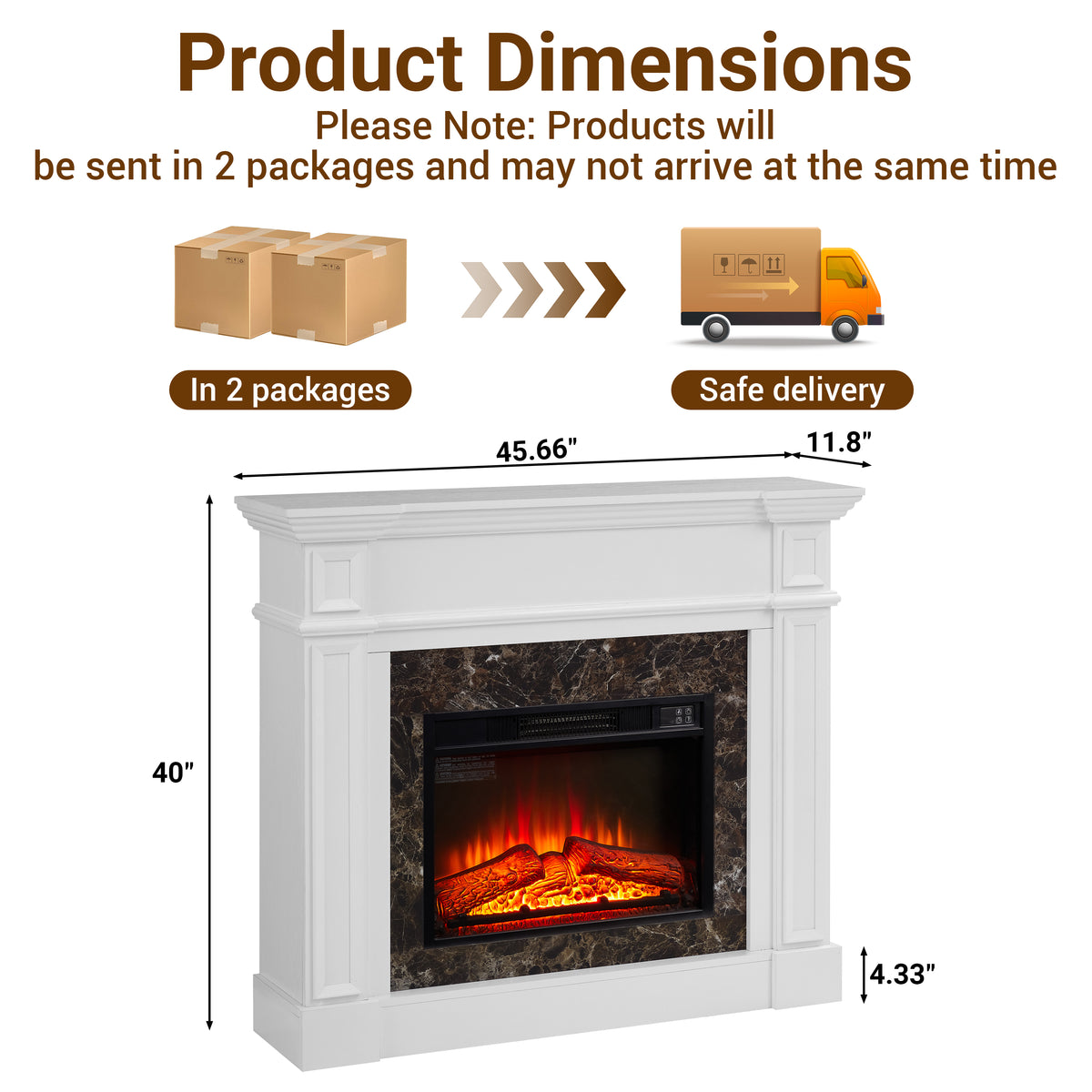 Electric Fireplace with Mantel, Legahome 45''W Freestanding Fireplace Heater with Remote Control, Fireplace TV Stand for 42 inch TV, Electric Fireplace Heater for Living Bedroom