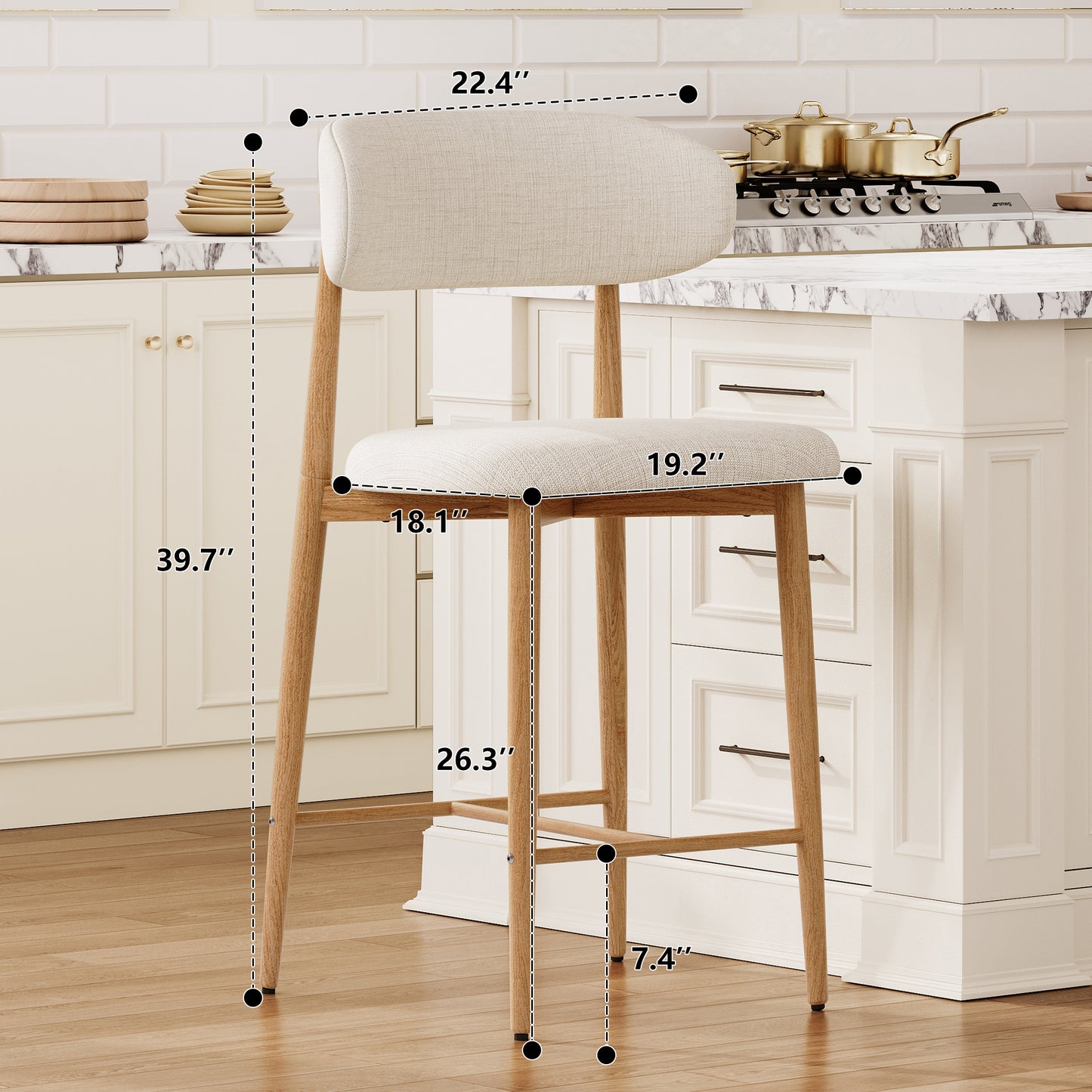 LEGAHOME Beige Bar Stools Set of 4