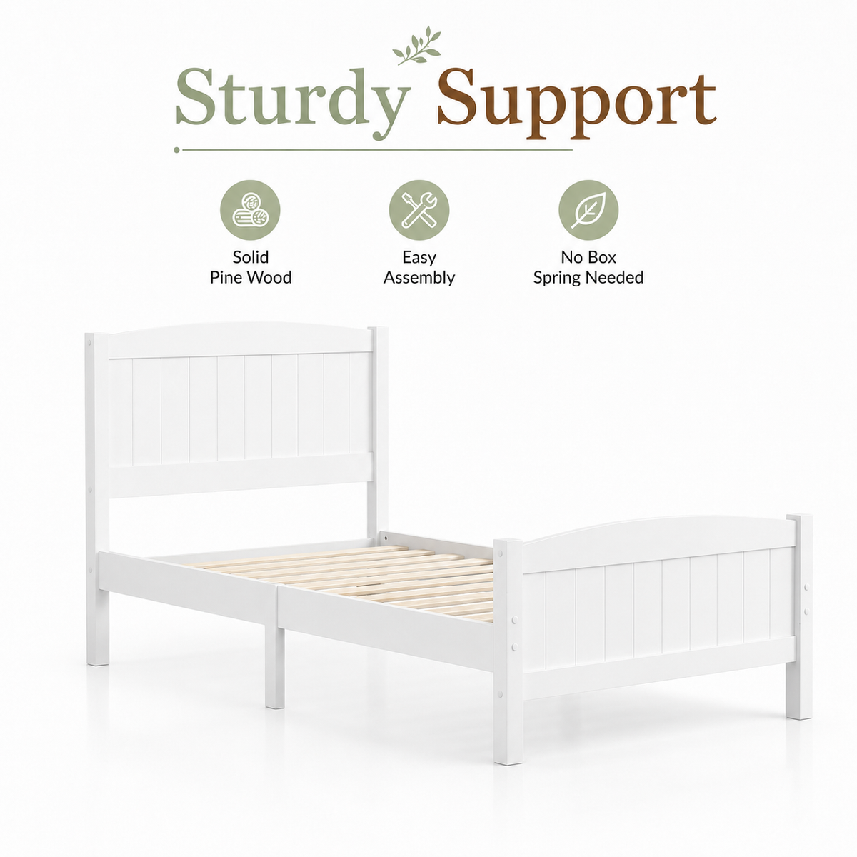 LEGAHOME Wooden Twin Platform Bed Frame