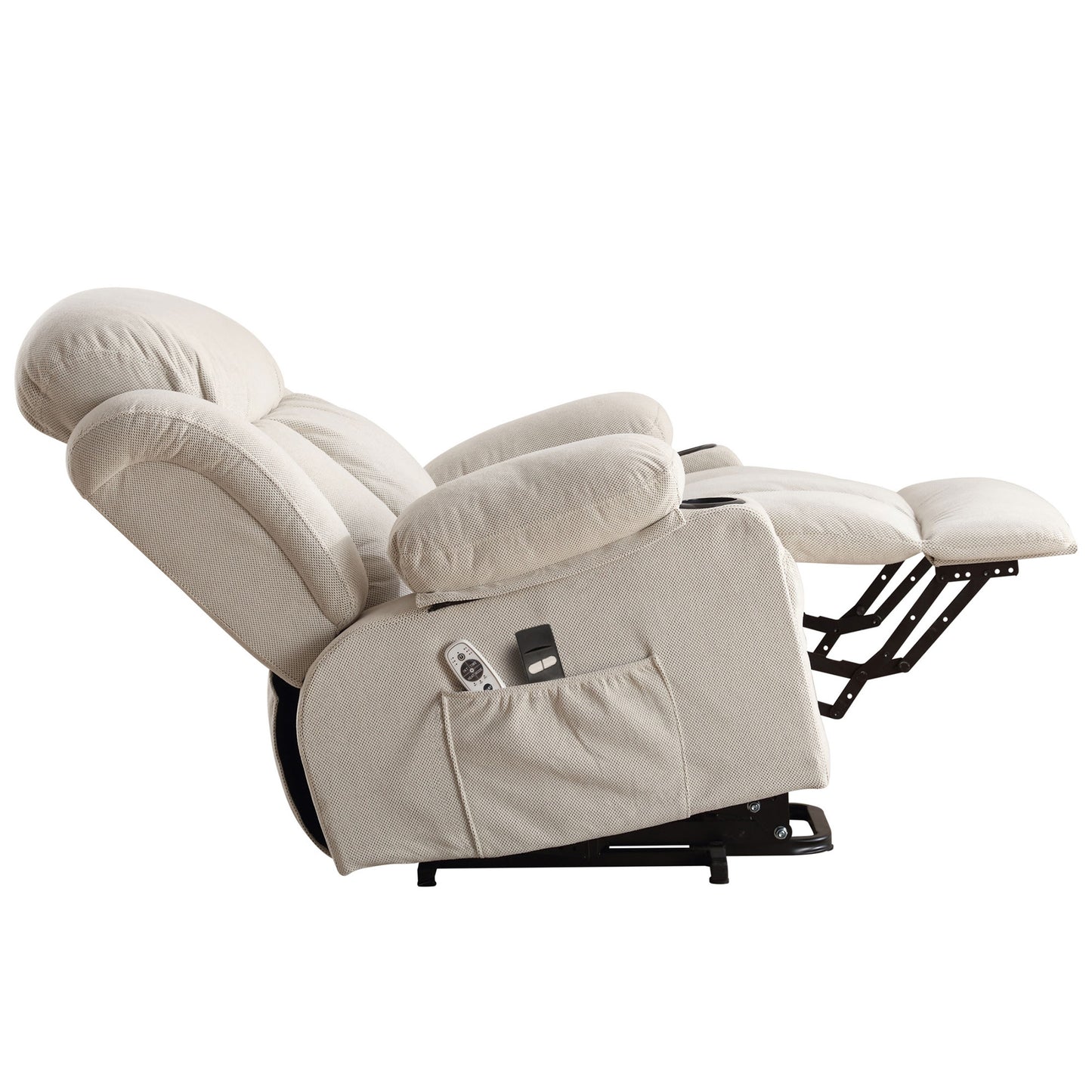 Power Lift Recliner Chair, Legahome Recliners for Elderly with Heat and Massage, Electric Lift Elderly Sofa for Living Room, with Cuper Holder, Pocket, USB Port, 330lbs Weight Capacity, Beige