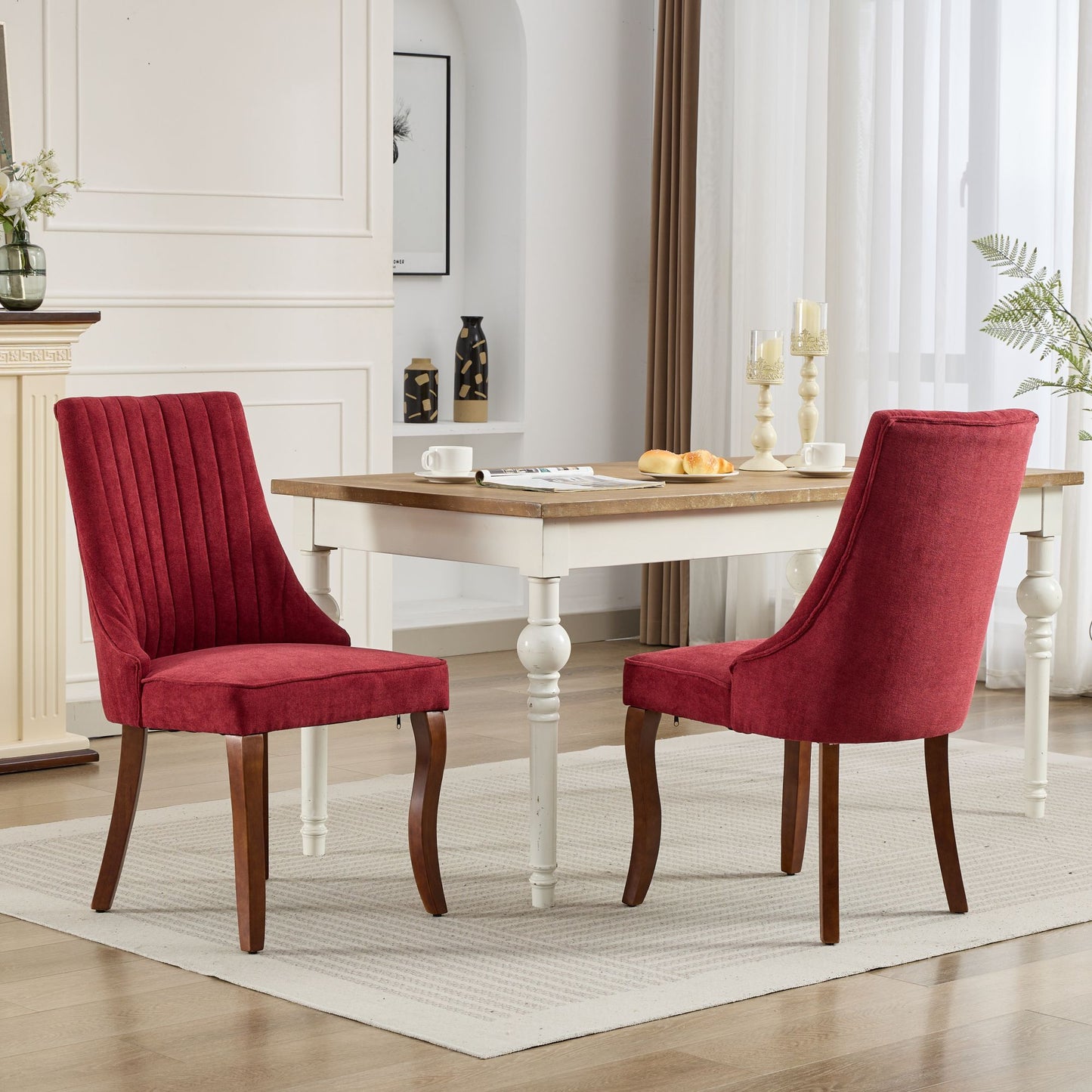 Fabric Dining Chairs Set of 2, LEGAHOME Upholstered Dining Room Chair with Solid Wood Leg, High Back Chairs for Dining Table, Kitchen Side Chairs, 300lbs Weight Capacity