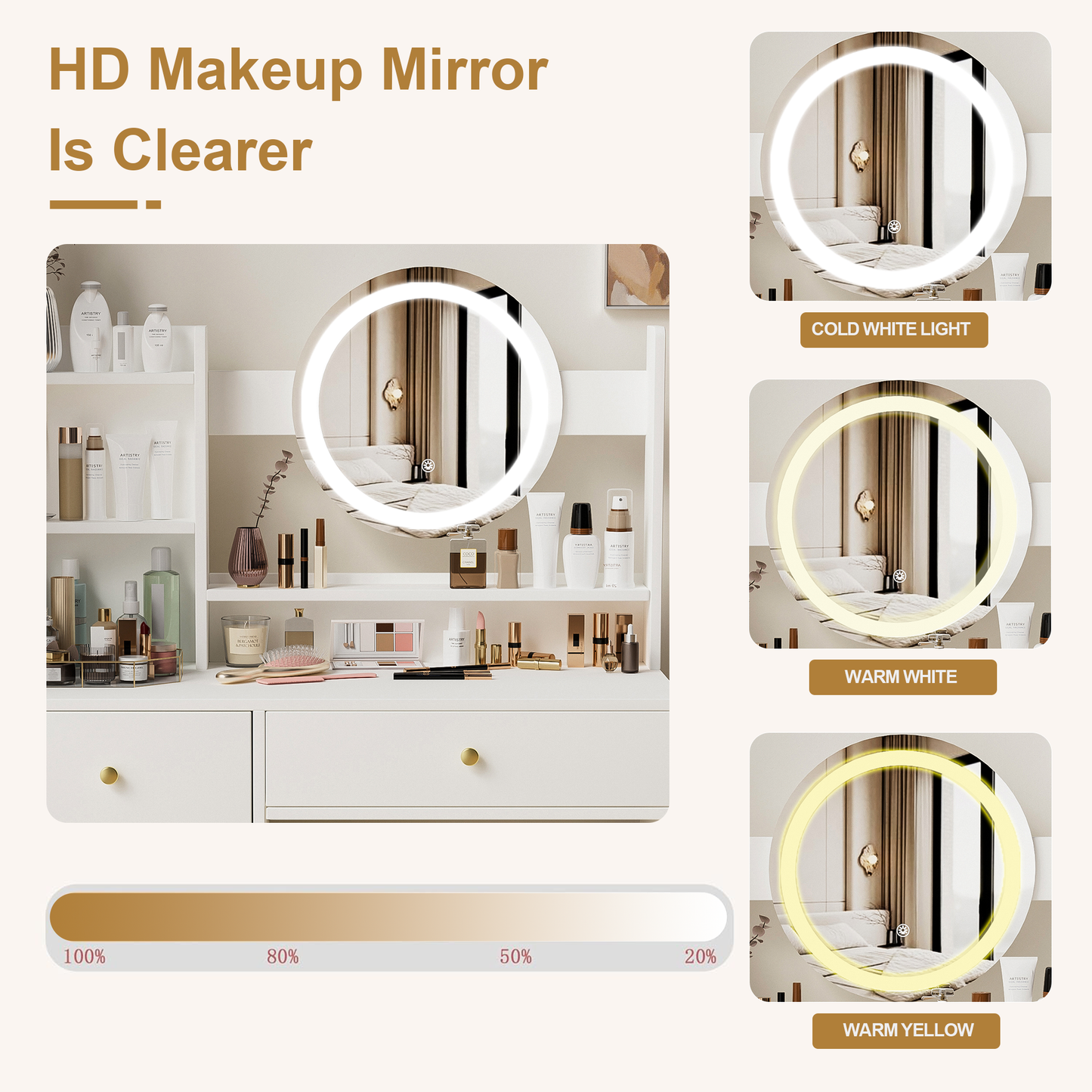 Vanity Set with Sliding Mirror and Lights, Modern Lighted Makeup Vanity Table Set, Vanity Desk with Chair Set for Girls, Dressing Table with Drawers for Bedroom