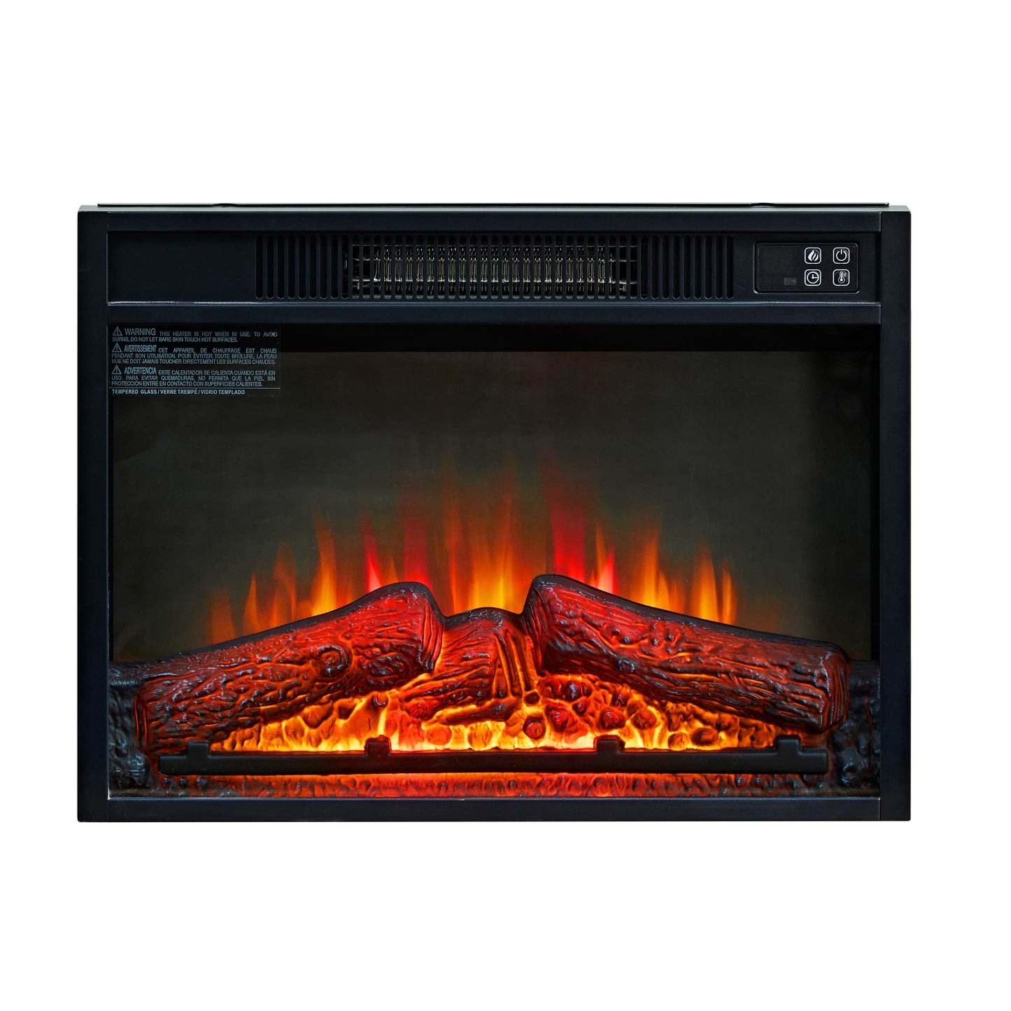 23'' Fireplace Insert Electric Heater, Legahome Wall Recessed Electric Fireplace Heater with Log Set Realistic Flame, Overheating Protection, Low Noise, 1400W, Black