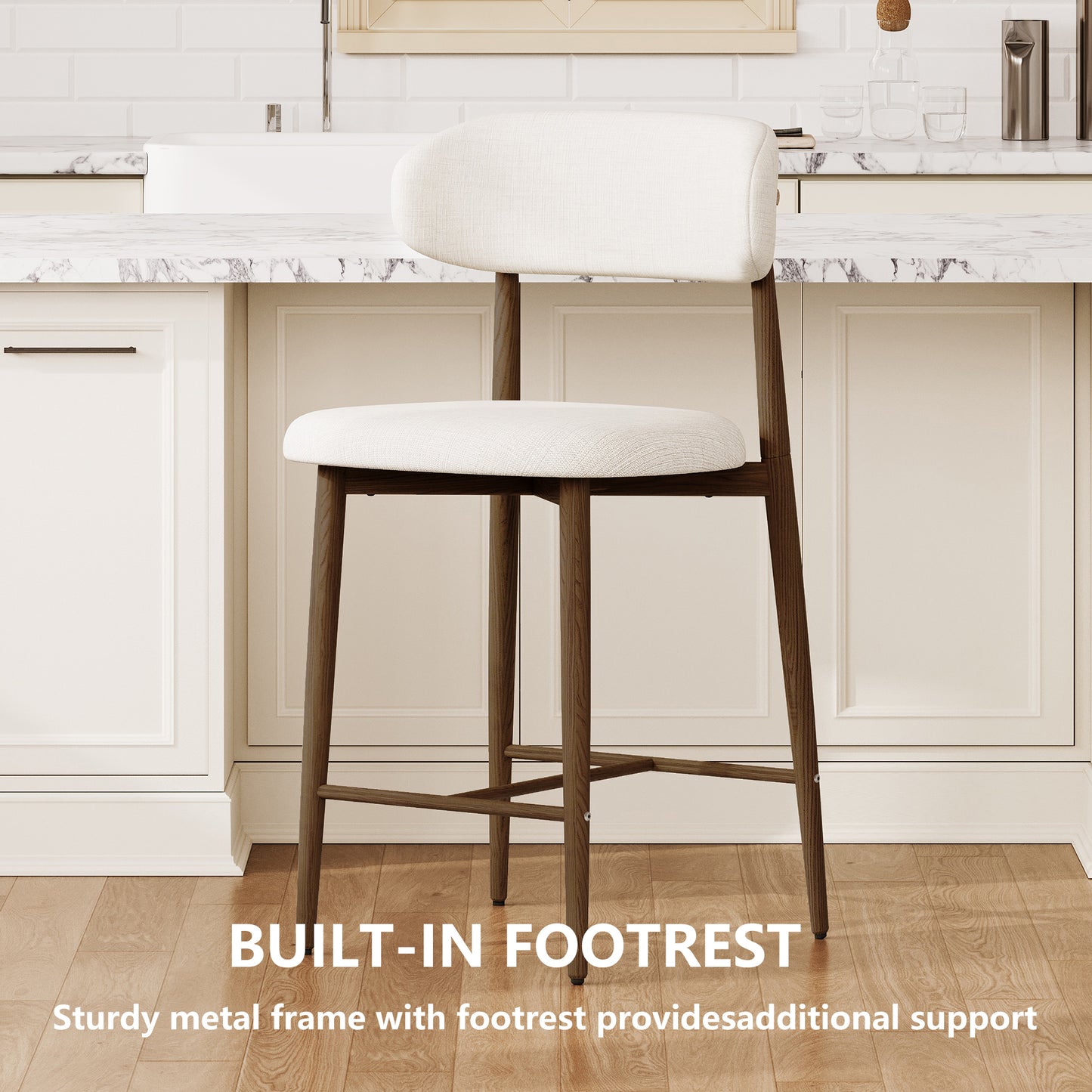 LEGAHOME Beige Bar Stools Set of 4
