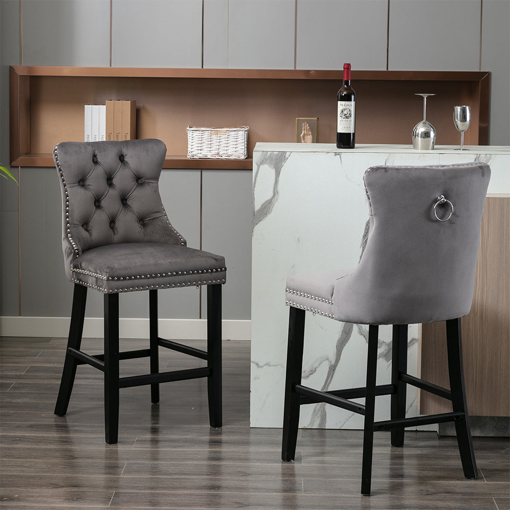 LegaHome Velvet Bar Stool Set of 2