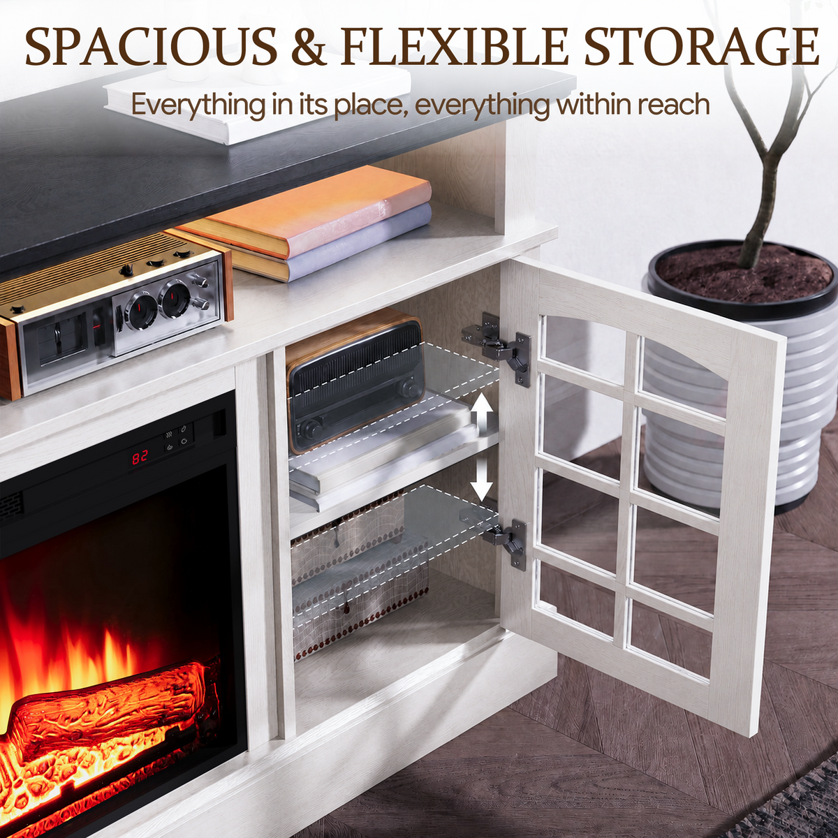 LEGAHOME Electric Fireplace TV Stand for 65in TVs
