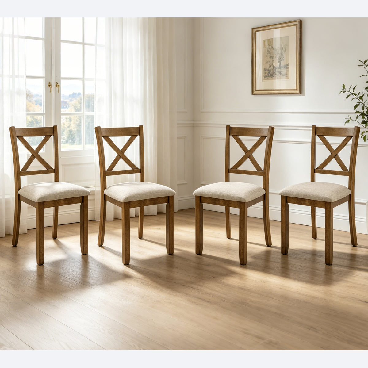 LEGAHOME X-Back Dining Chairs Set of 4