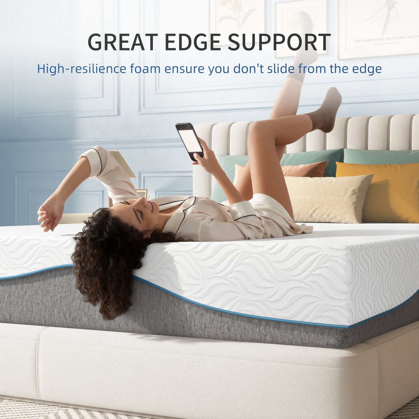 Queen Foam Mattress in a Box 8in, Legahome Medium Firm Memory Foam Mattress with Edge Support & Pressure Relief, Motion Isolation, CertiPUR-US Cooling Gel Mattress for Bedroom, White & Gray