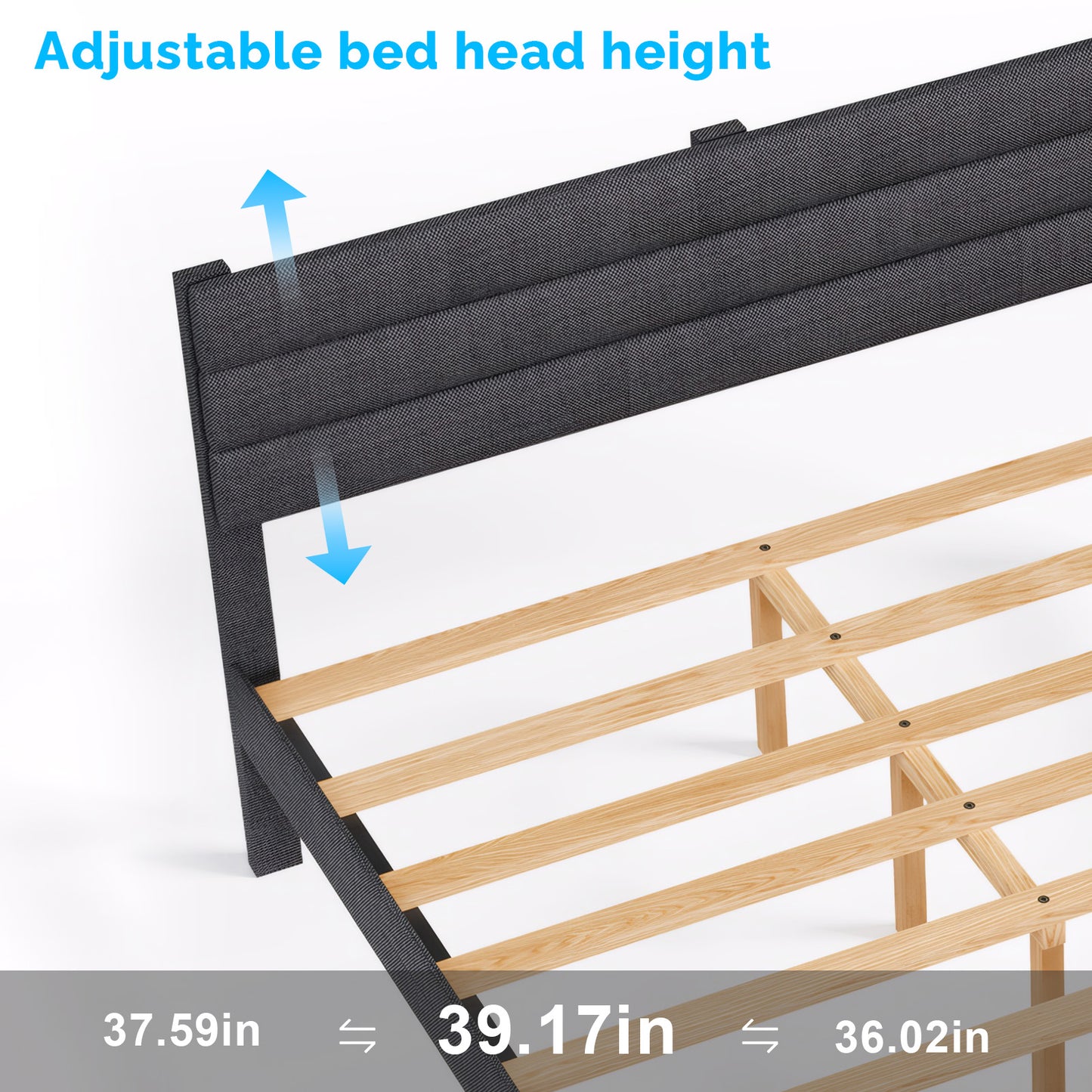 Queen Bed with Adjustable Headboard, LEGAHOME Queen Size Linen Upholstered Platform Bed Frame with 800lbs Support, No Box Spring Needed, Wood Slat Support, Noise Free, Gray