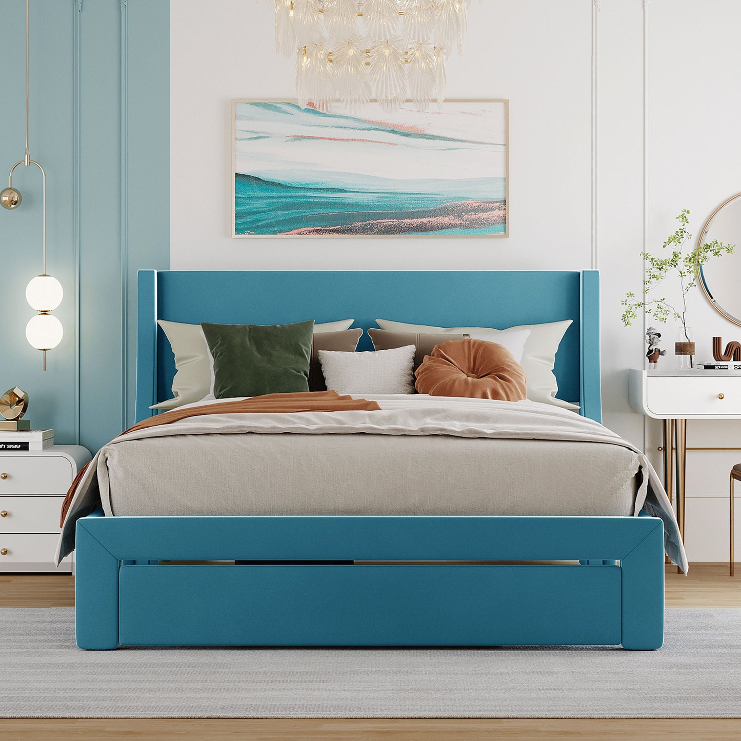 Legahome Queen Storage Bed Frame with A Big Drawer, LJC