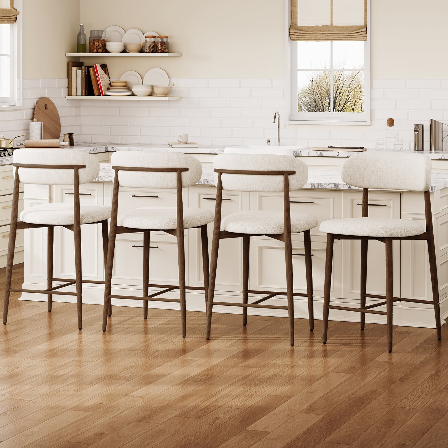 LEGAHOME Beige Bar Stools Set of 4