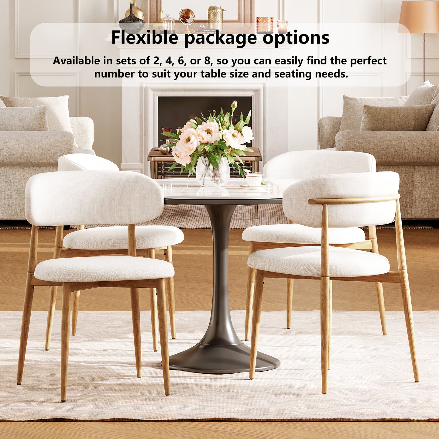 LEGAHOME Beige Dining Chairs Set of 4
