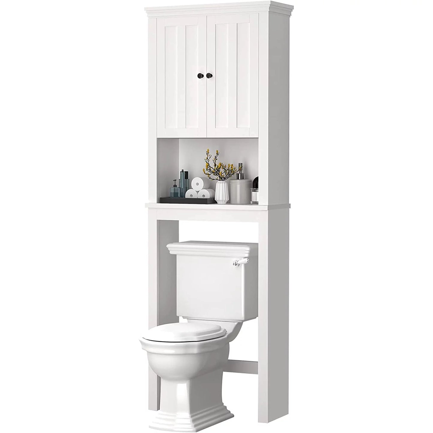 LegaHome Bathroom Storage Cabinet, White Over-The-Toilet Bathroom Storage, Home Freestanding Bathroom Organizer Space Saver, Heavy Duty Over Toilet Bathroom Cabinet with Adjustable Shelf & Shutter Door, 67''H