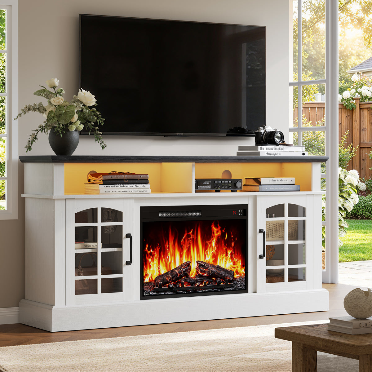 LEGAHOME Electric Fireplace TV Stand for 65in TVs