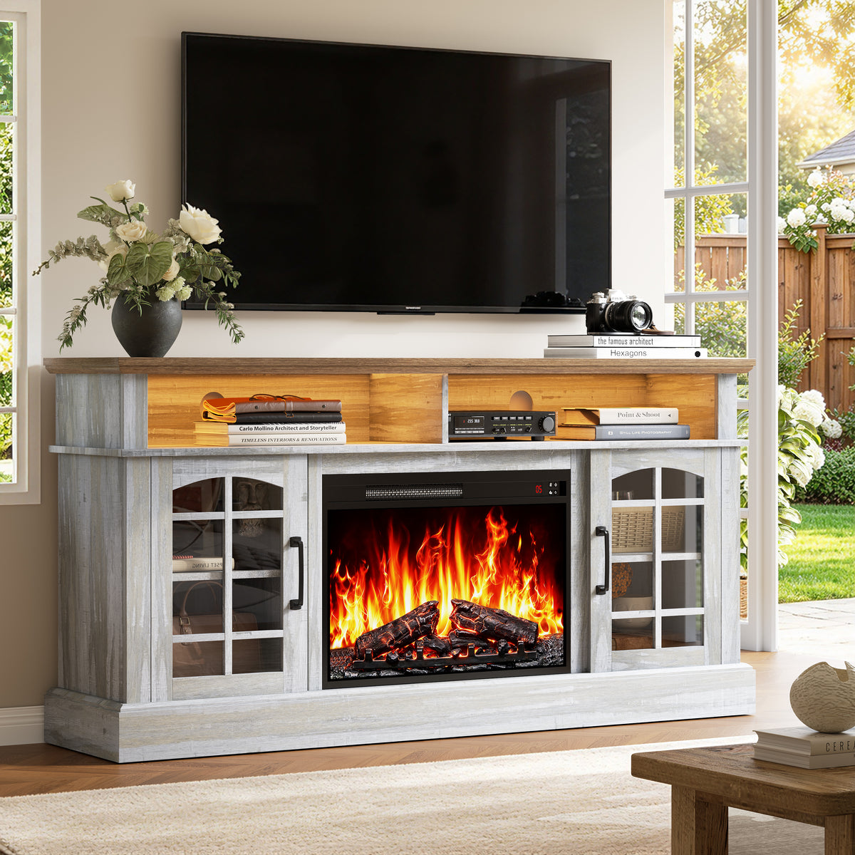 LEGAHOME Electric Fireplace TV Stand for 65in TVs