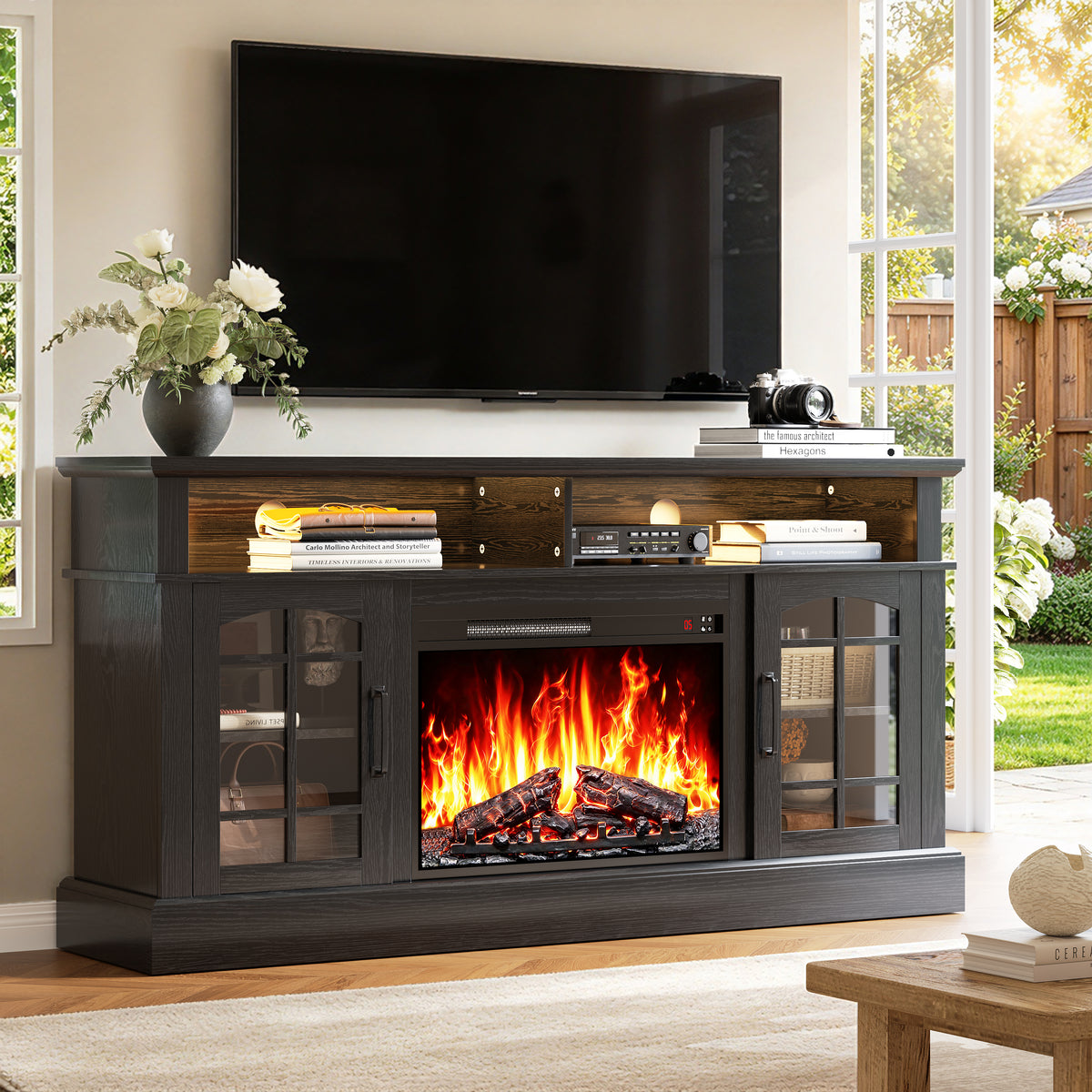 LEGAHOME Electric Fireplace TV Stand for 65in TVs