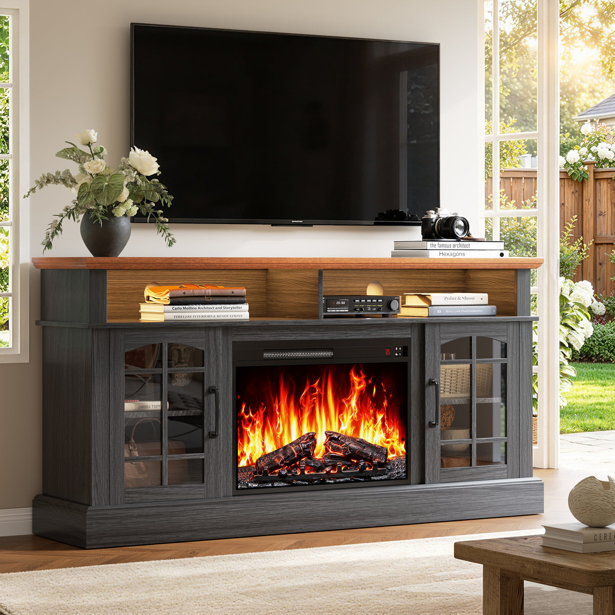 LEGAHOME Electric Fireplace TV Stand for 65in TVs