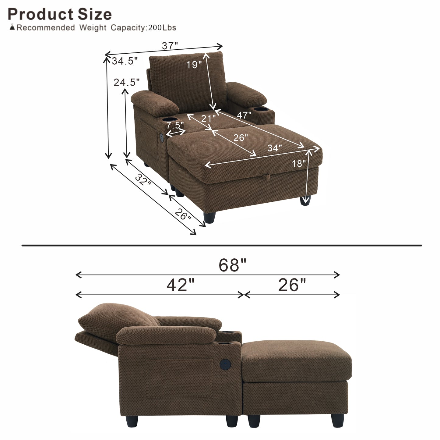 LEGAHOME Accent Chair with Storage Ottoman