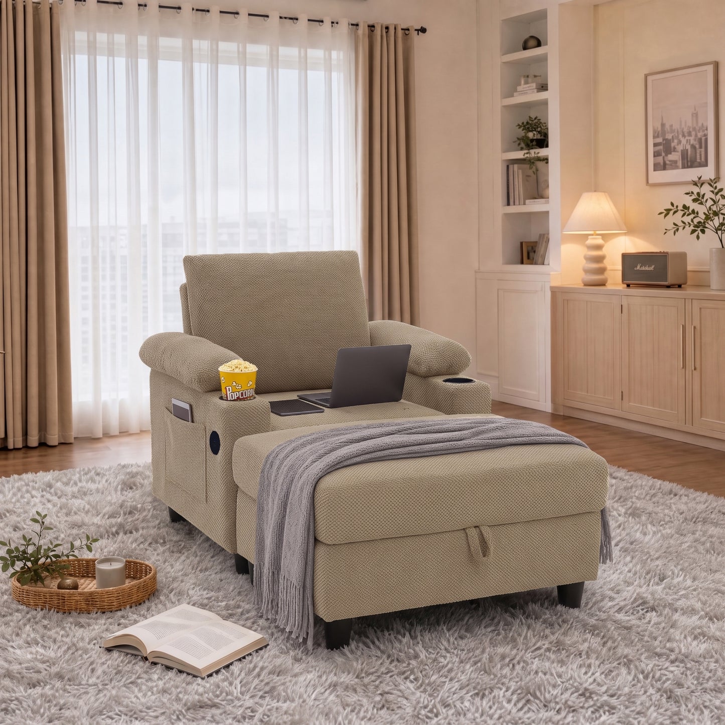 LEGAHOME Accent Chair with Storage Ottoman