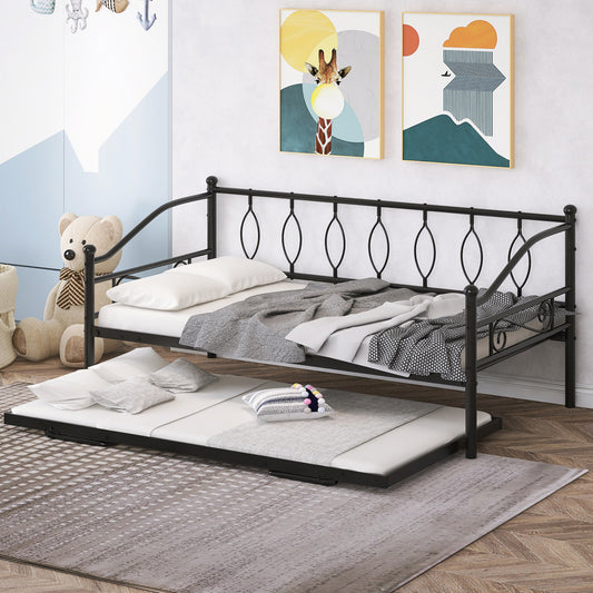 Legahome Full Size Metal Daybed with Trundle Included