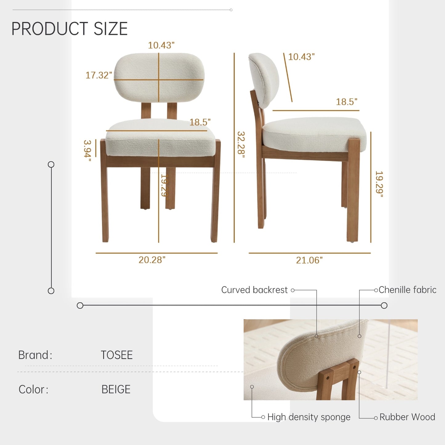LEGAHOME Upholstered Dining Chairs Set of 2