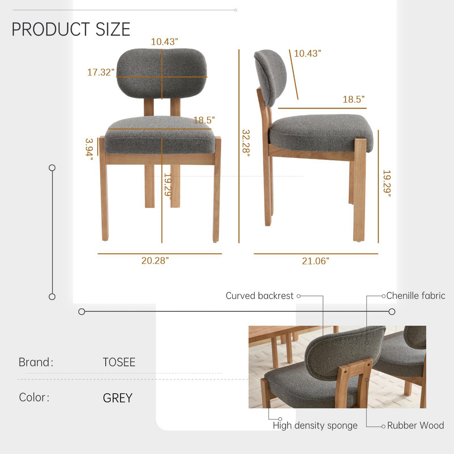 LEGAHOME Upholstered Dining Chairs Set of 2