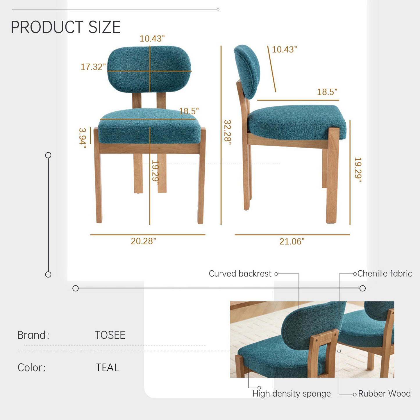 LEGAHOME Upholstered Dining Chairs Set of 2