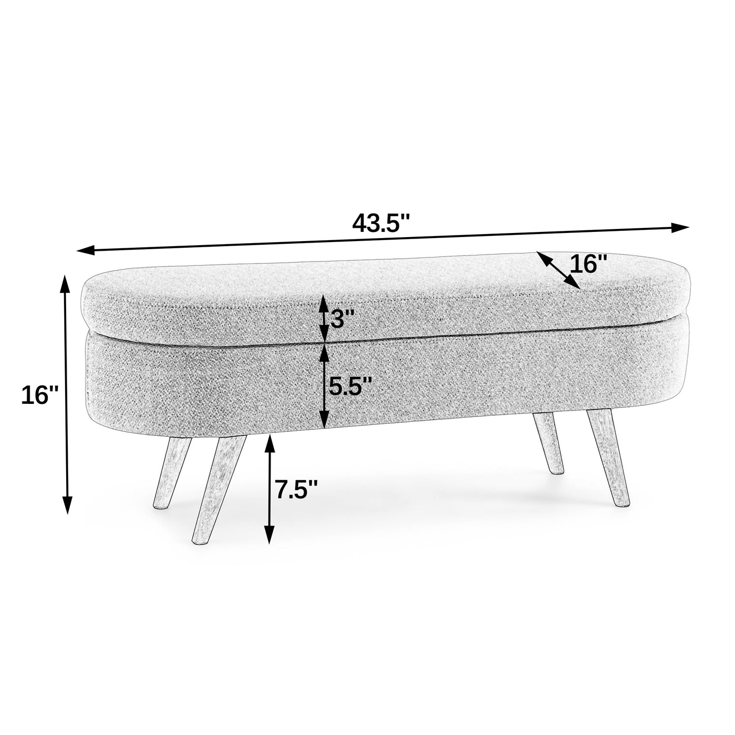 LEGAHOME Oval Ottoman with Storage