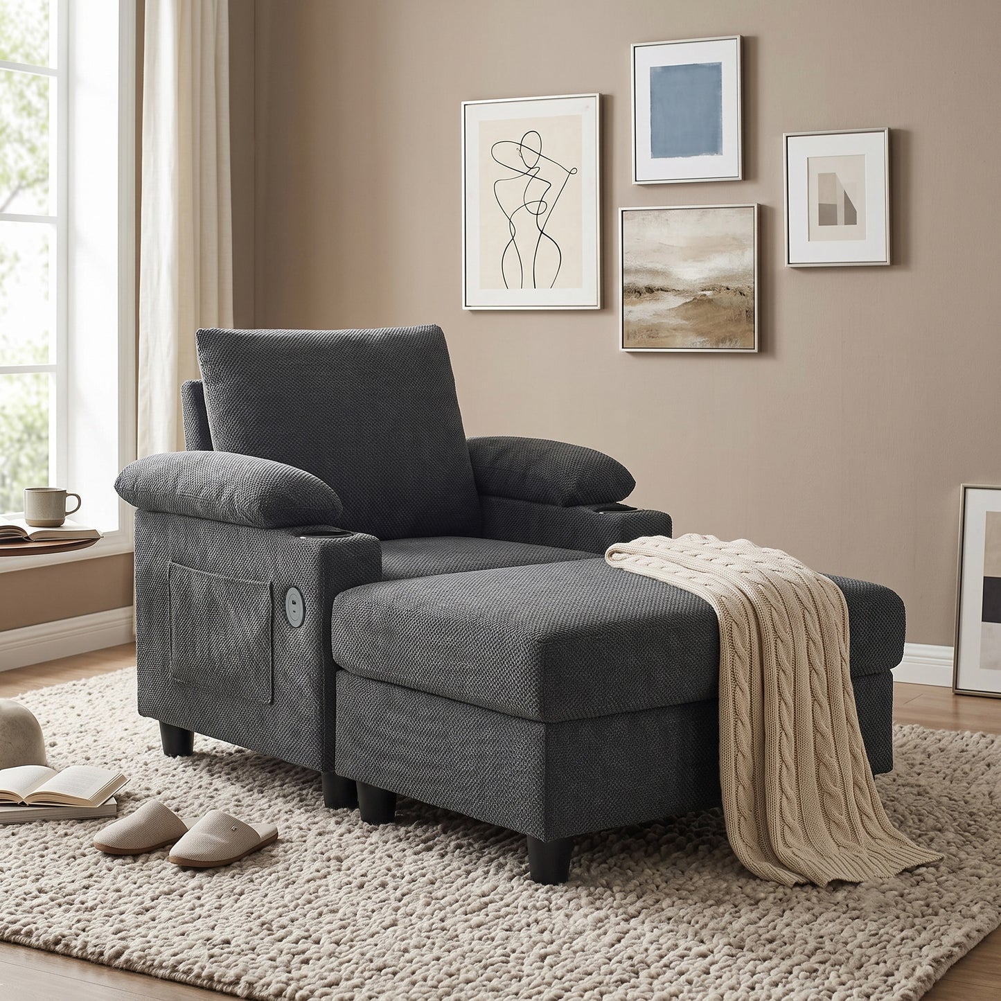 LEGAHOME Accent Chair with Storage Ottoman