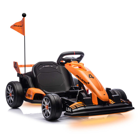 24V Electric Go Kart for Kids, Licensed Mclaren Powered Ride on Toys Go Cart with 400W Powerful Motor, 7.5 MPH Drift Kart Go Kart for Kids Ages 6+ Boys Girls Gifts, Orange