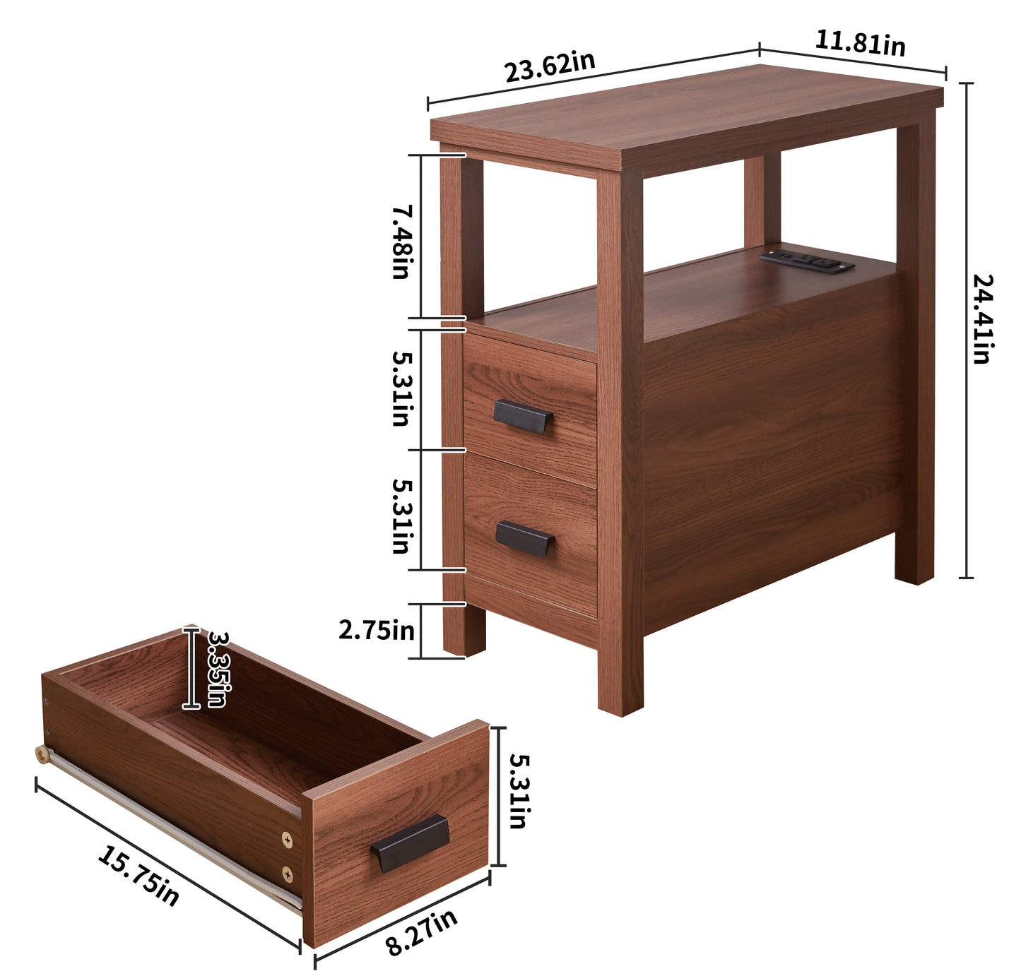 LEGAHOME Night Stand with 2 Drawers