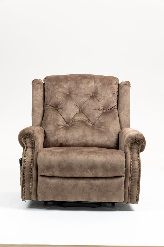 Lift Chair 24.5in Oversized Seat, Power Lift Recliner Chair for Elderly, Electric Recliner Chair for Living Room, 350lb Capacity, Heavy-Duty Theater Recliner Sofa, No Massage and Heat Function, Brown