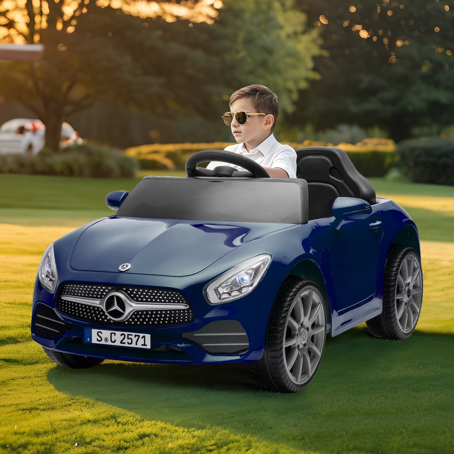 Legahome 12V Electric Ride On Cars for Boys Girls, Battery Powered Ride on Toys for Toddlers with Music, USB/AUX/SD Ports, LED Light, 4 Wheel Suspension, Electric Car for Kids 3-6 Years Old Gifts, Blue