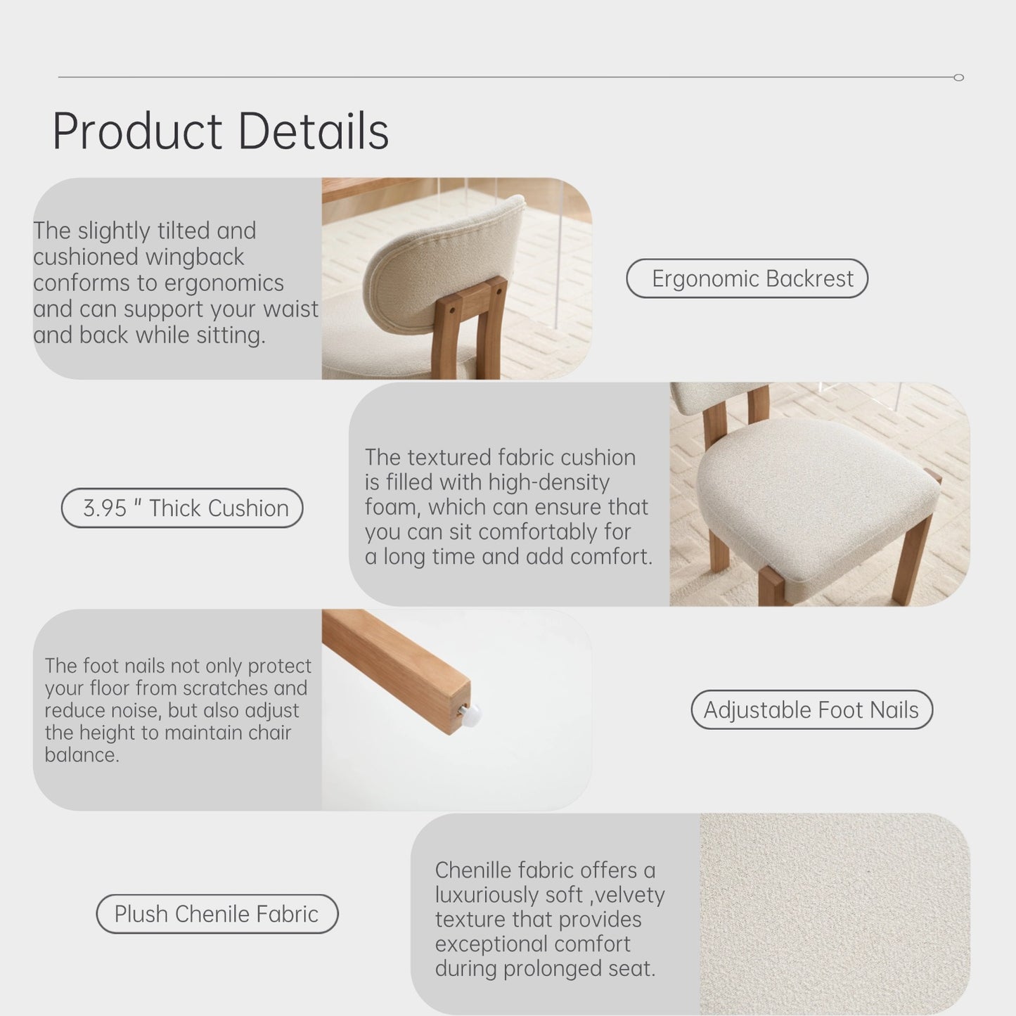 LEGAHOME Upholstered Dining Chairs Set of 2