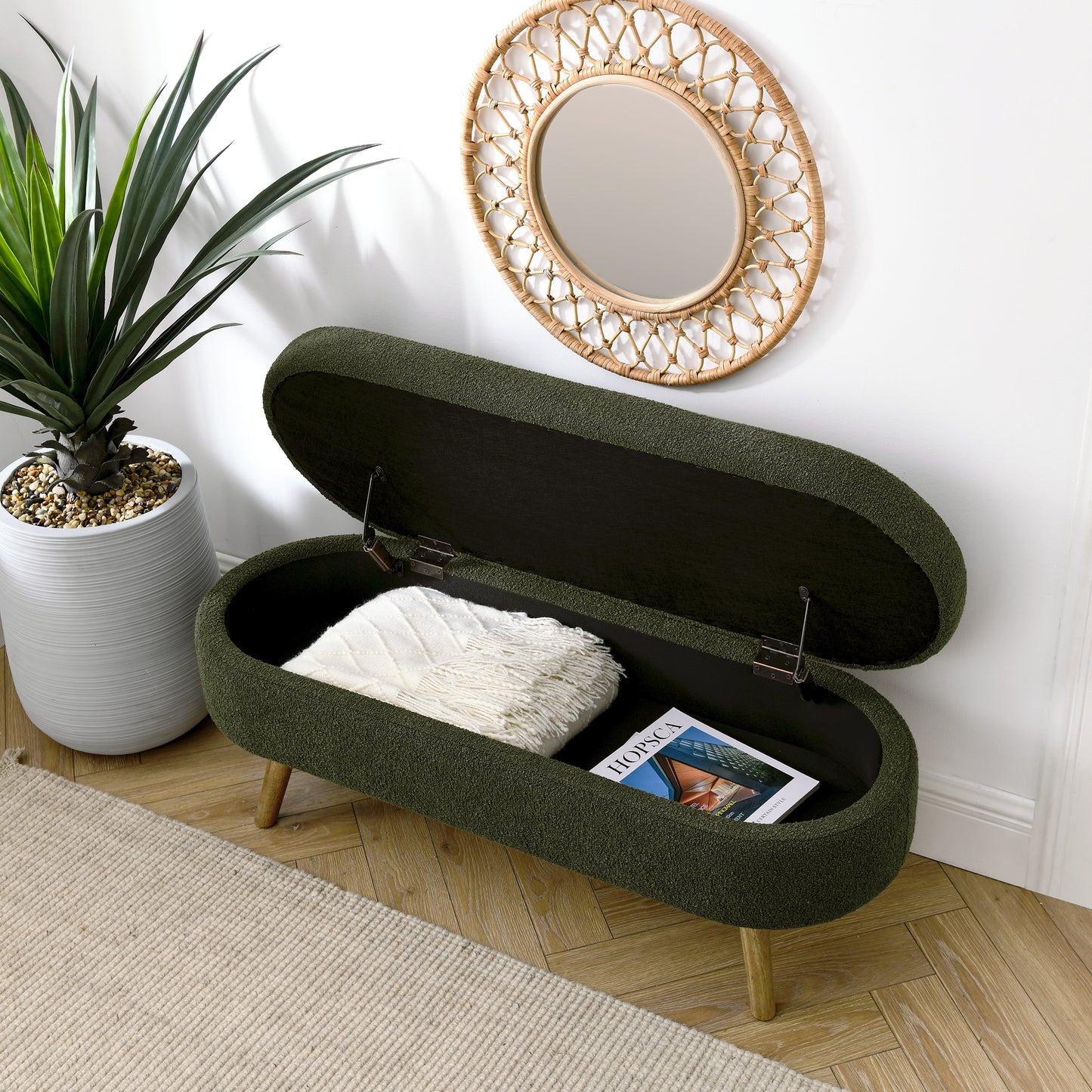 LEGAHOME Oval Ottoman with Storage