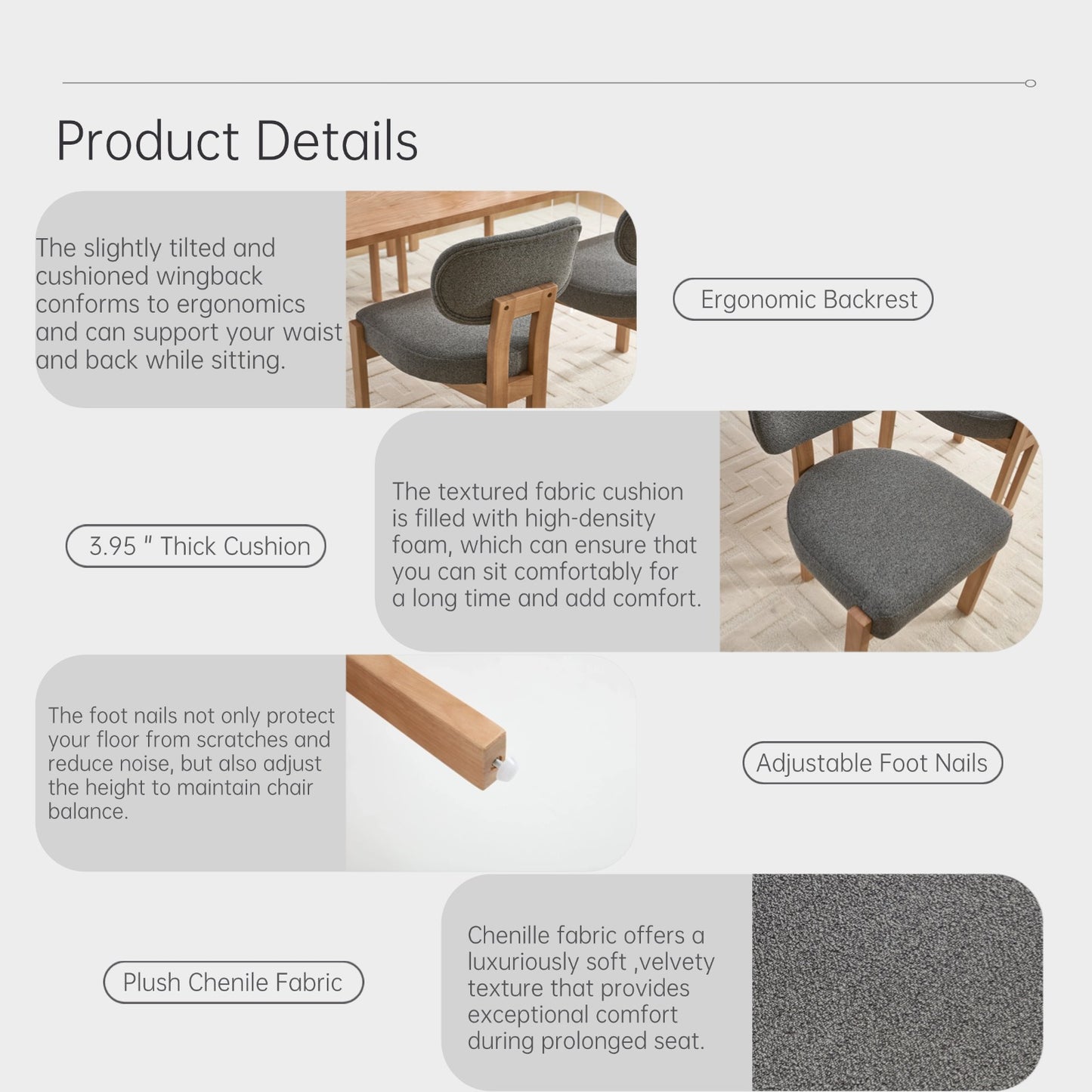 LEGAHOME Upholstered Dining Chairs Set of 2